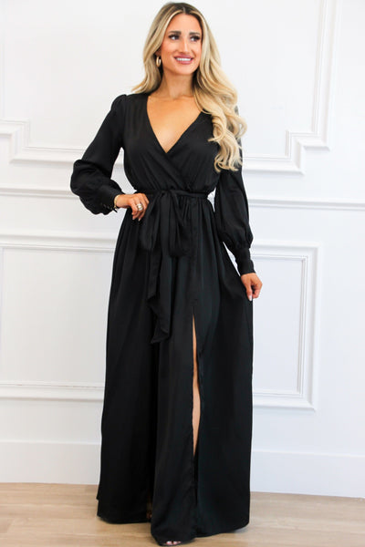 Winter Beauty Maxi Dress: Black - Bella and Bloom Boutique