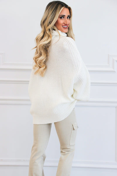 Simon Oversized Turtleneck Sweater: Cream - Bella and Bloom Boutique