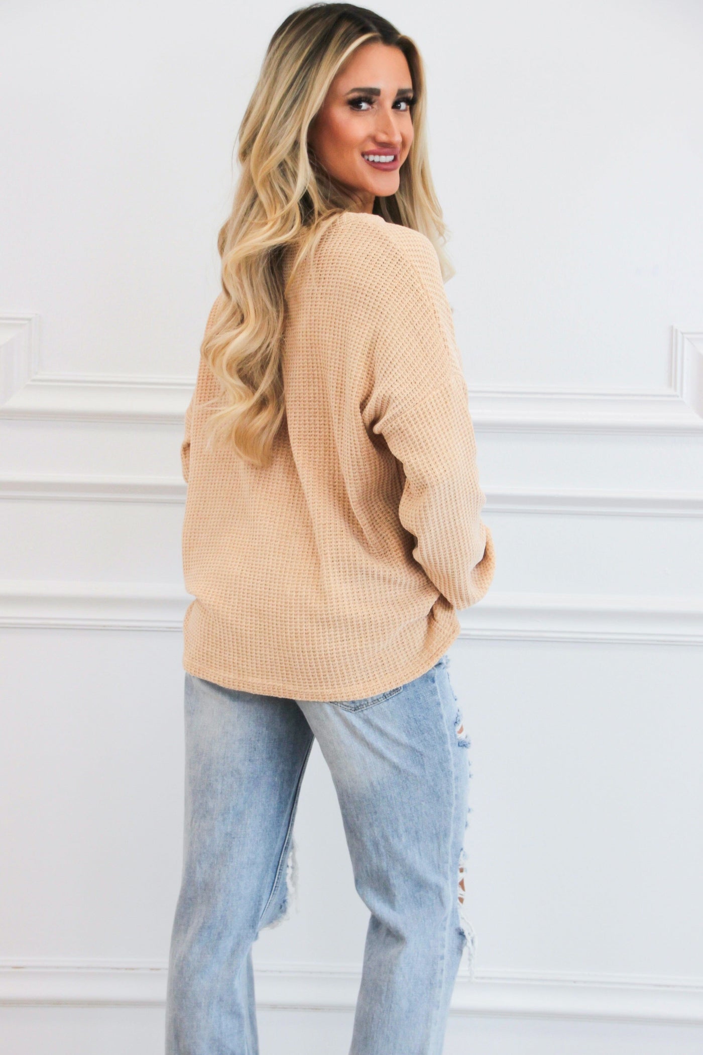 Get Real Chenille Sweater: Taupe - Bella and Bloom Boutique