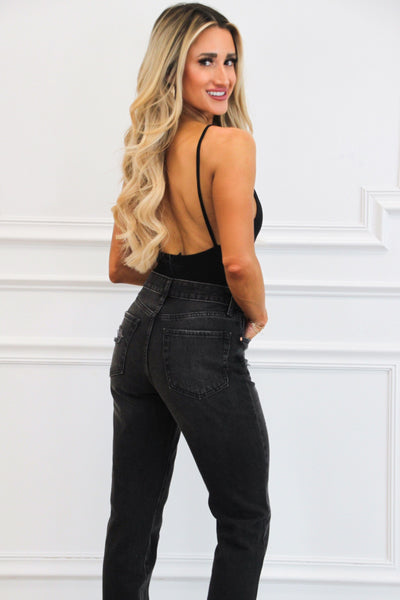 Reid High Rise Girlfriend Denim: Washed Black - Bella and Bloom Boutique