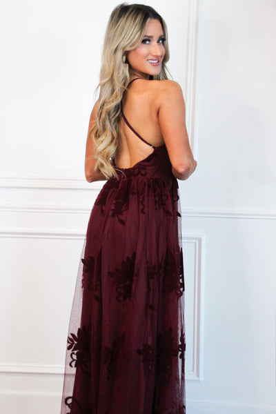 Here Comes the Bride Maxi Dress: Burgundy - Bella and Bloom Boutique