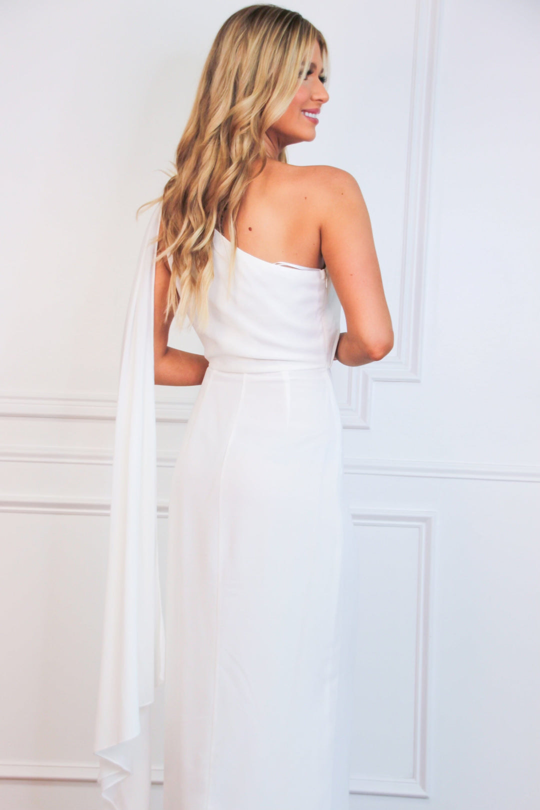 athena one shoulder maxi dress Bella and Bloom Boutique