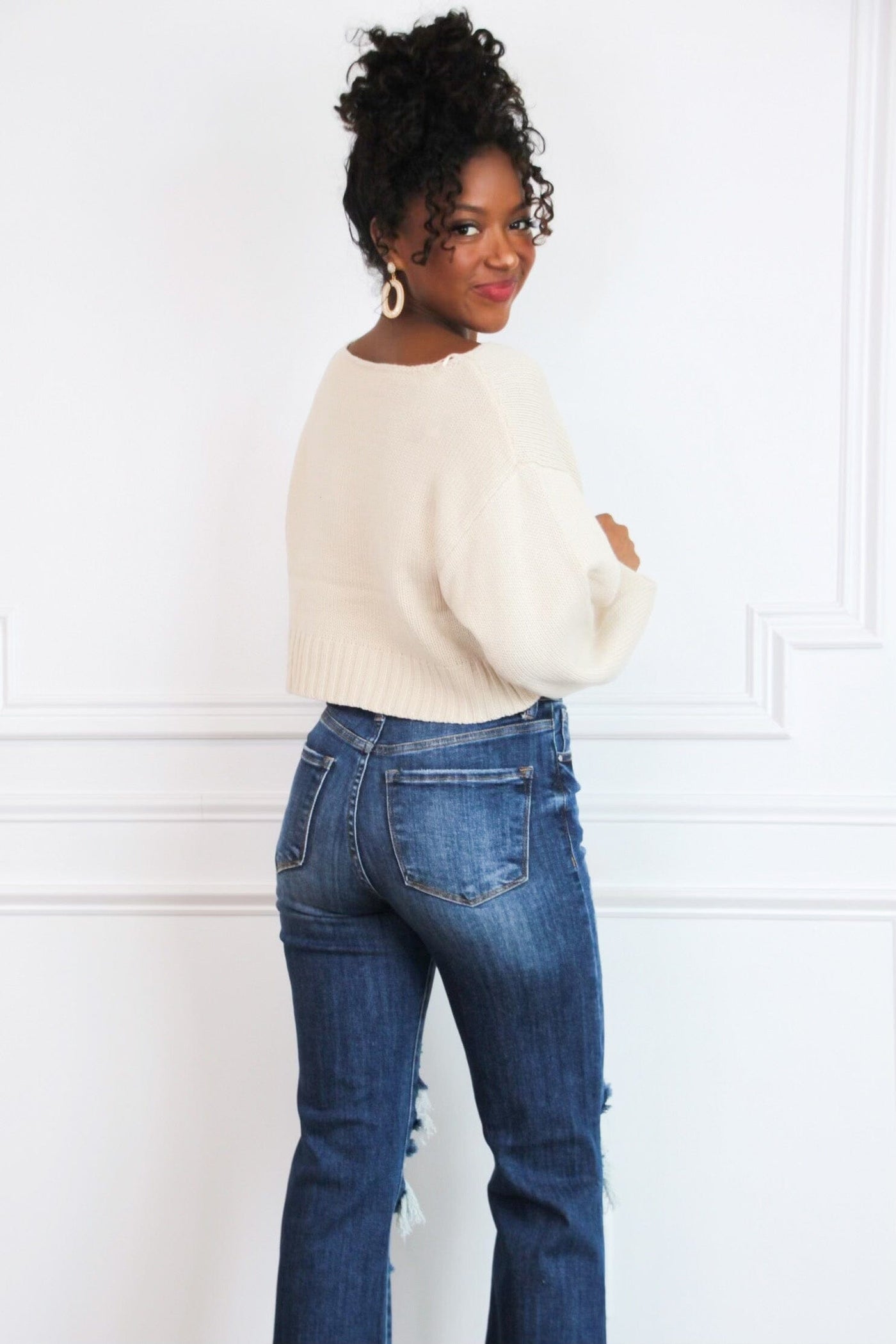 Bexley Cropped Sweater: Beige - Bella and Bloom Boutique