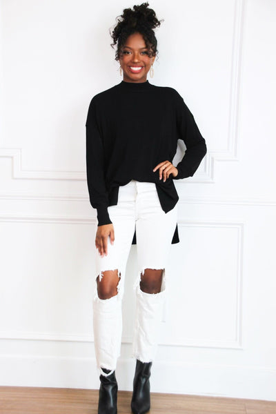 Comfort Crush Oversized Sweater: Black - Bella and Bloom Boutique
