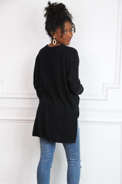 Fall Comfort Oversized Thermal Top: Black - Bella and Bloom Boutique