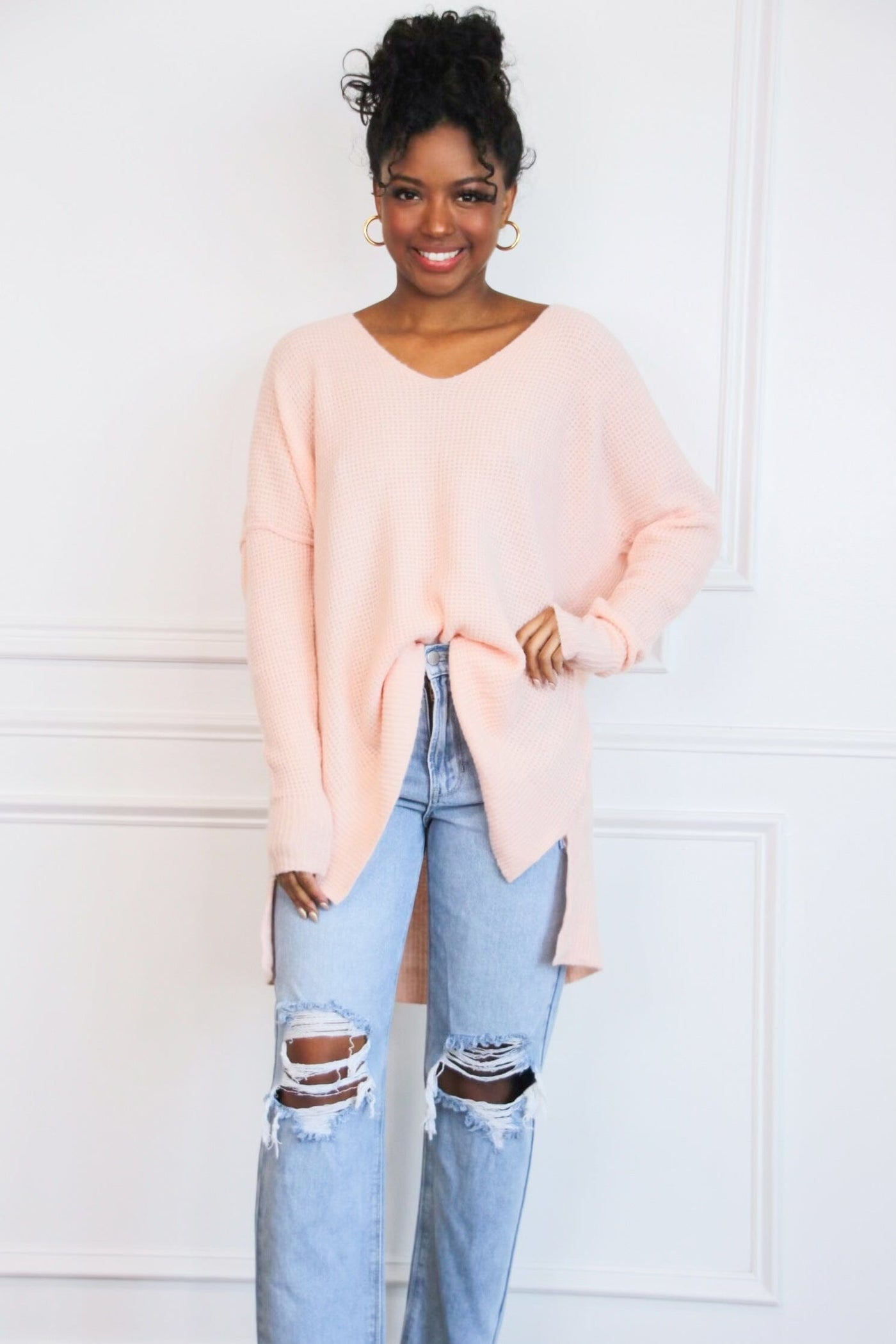 Closet Staple Oversized Lightweight Sweater: Light Pink - Bella and Bloom Boutique