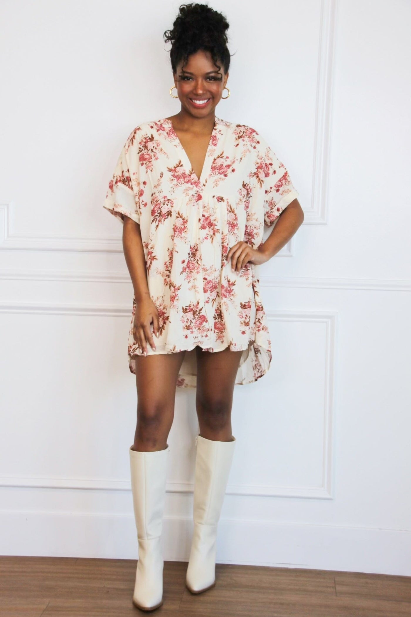 Stacia Floral Dress: Cream Multi - Bella and Bloom Boutique