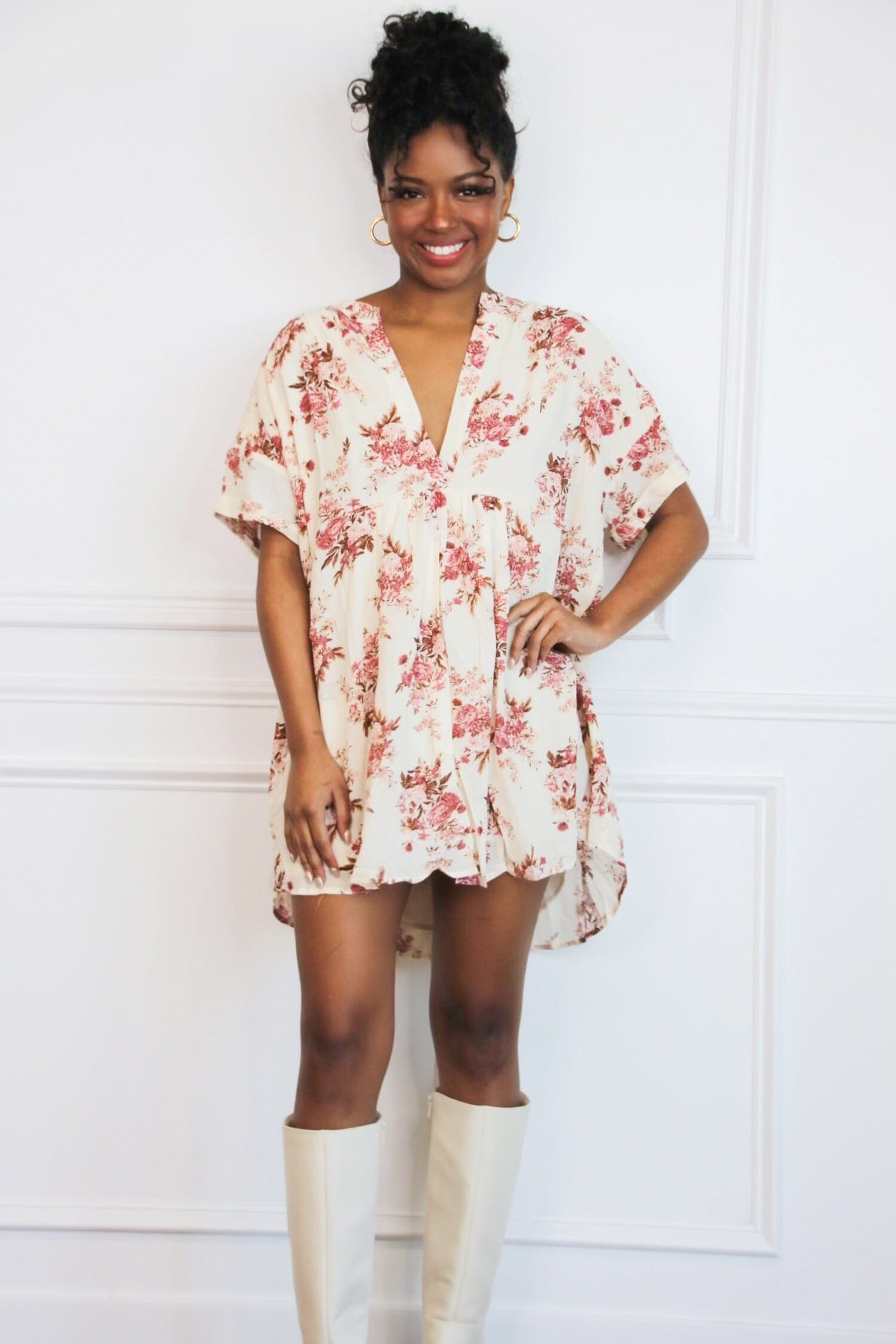 Stacia Floral Dress: Cream Multi - Bella and Bloom Boutique