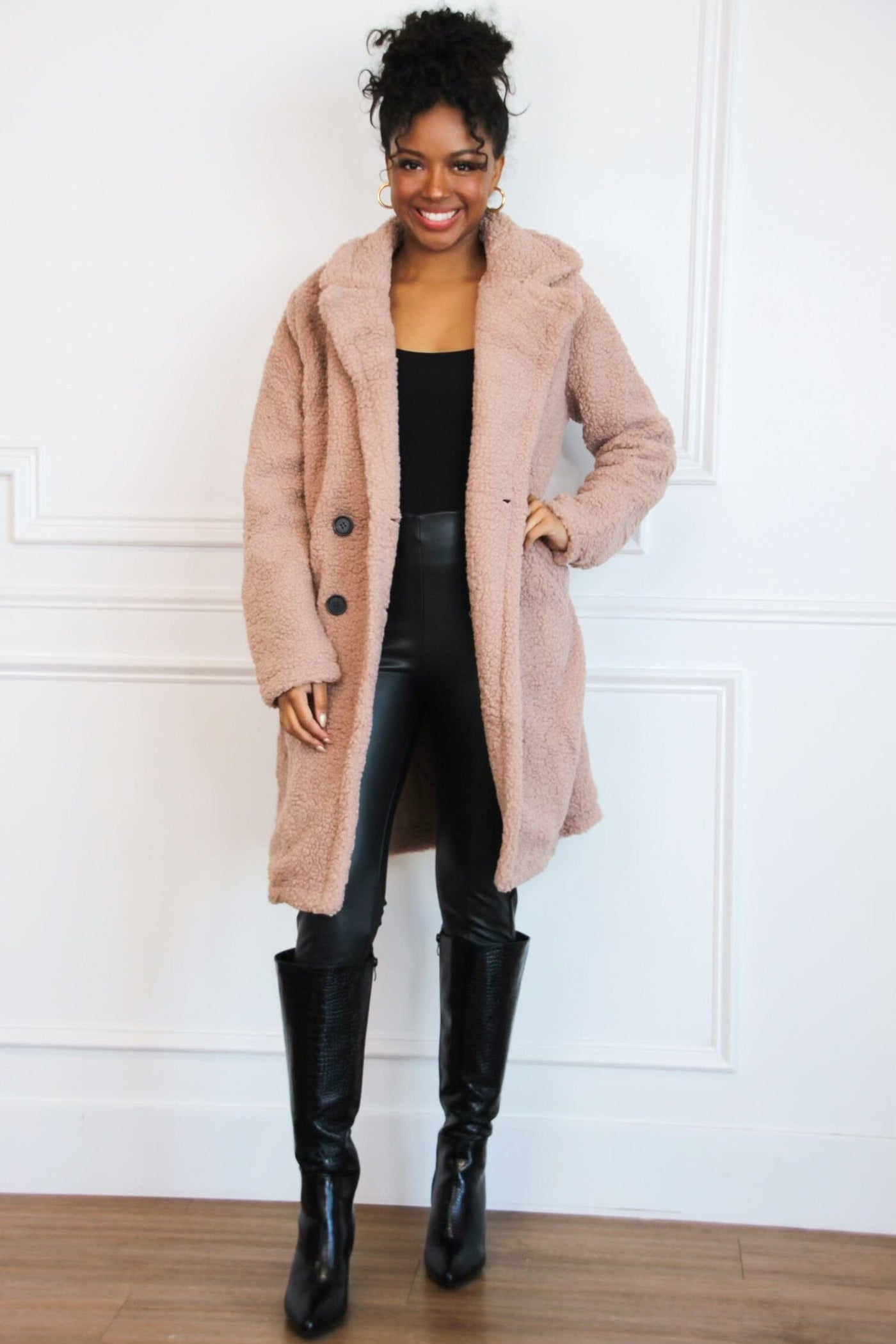 Dream Maker Teddy Coat: Mauve - Bella and Bloom Boutique