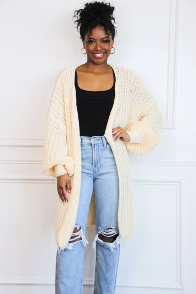 Slidell Chunky Knit Oversized Cardigan: Cream - Bella and Bloom Boutique