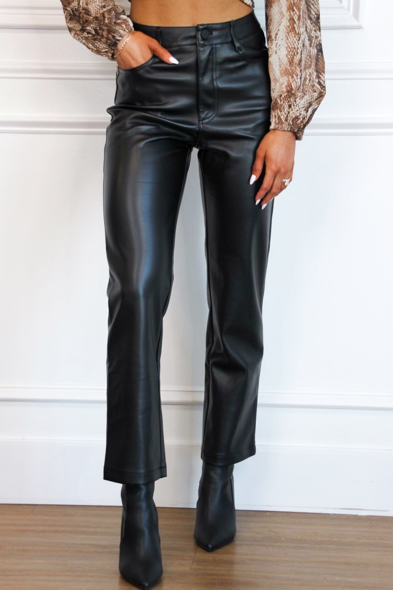 Get It Right Faux Leather Pants: Black - Bella and Bloom Boutique