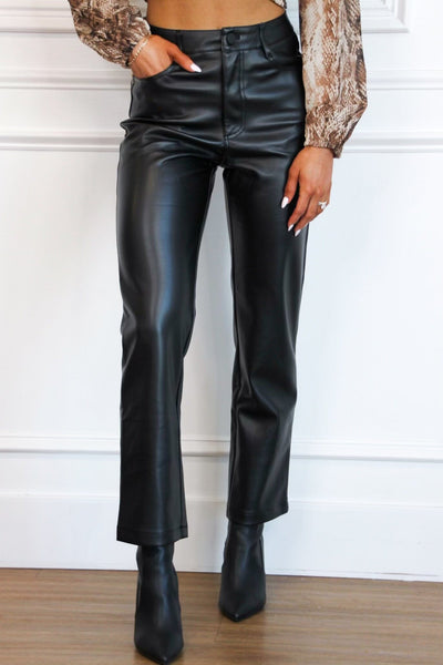 Get It Right Faux Leather Pants: Black - Bella and Bloom Boutique