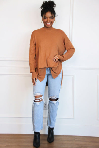 Comfort Crush Oversized Sweater: Camel - Bella and Bloom Boutique