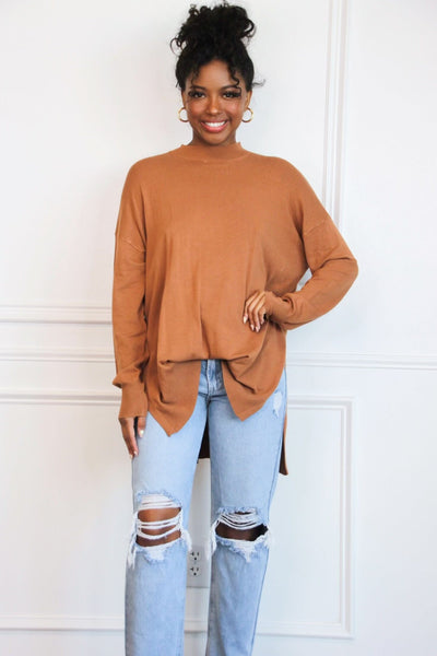 Comfort Crush Oversized Sweater: Camel - Bella and Bloom Boutique