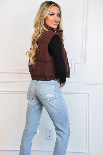 Denver Puffer Vest: Chocolate Maroon - Bella and Bloom Boutique