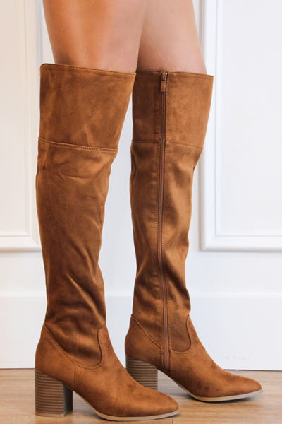 Iris Suede Knee High Boots: Tan - Bella and Bloom Boutique