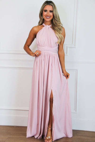 Overcome the Odds Wrap Maxi Dress: Light Pink - Bella and Bloom Boutique