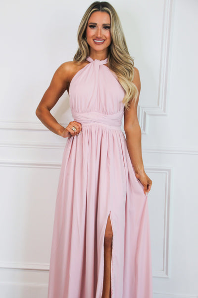 Overcome the Odds Wrap Maxi Dress: Light Pink - Bella and Bloom Boutique