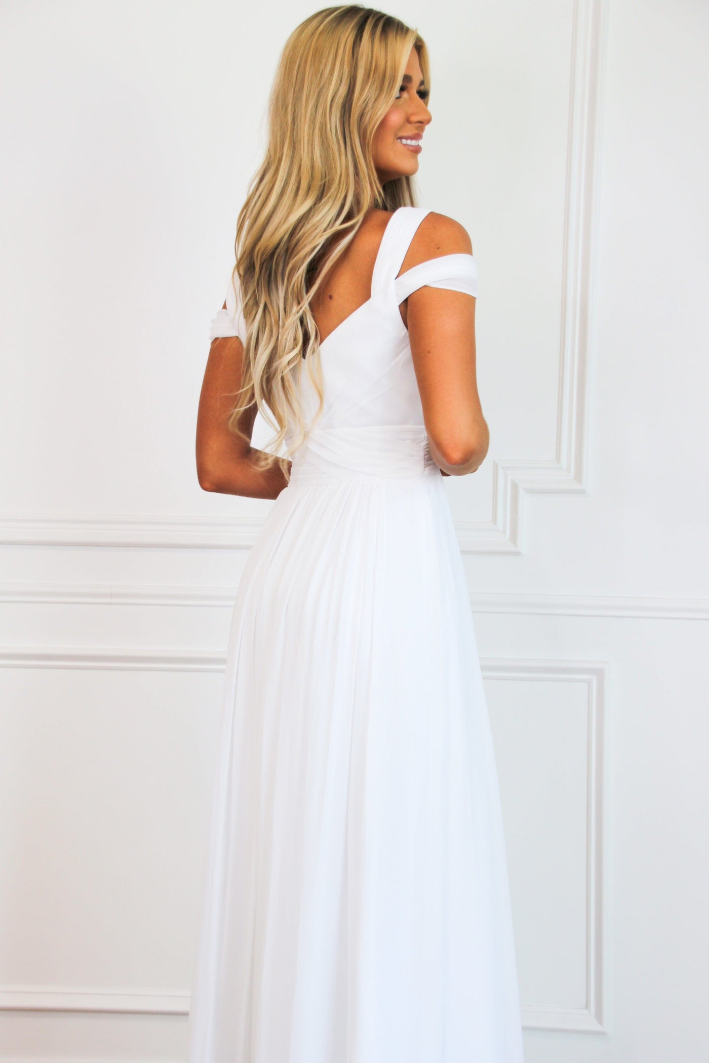 Winnie Chiffon Formal Dress: White - Bella and Bloom Boutique