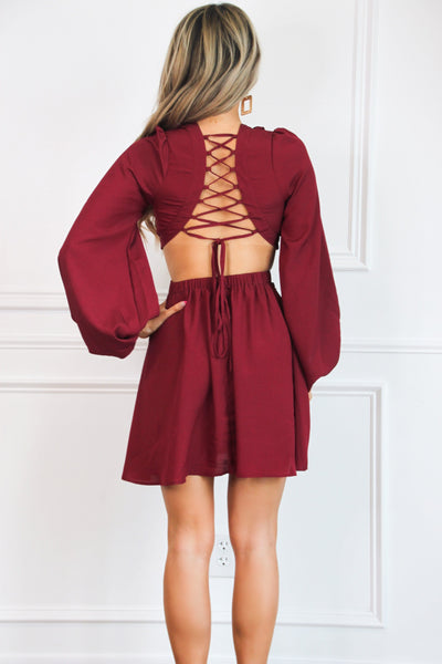 Elora Dress: Burgundy - Bella and Bloom Boutique