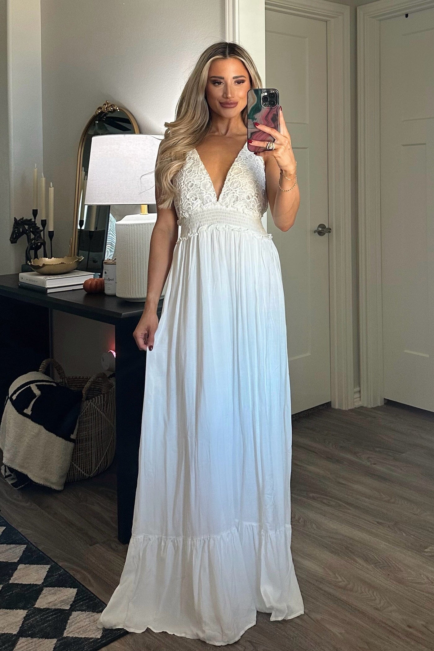 Heart First Lace Maxi Dress: White - Bella and Bloom Boutique