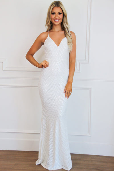 That's Amore Sequin Maxi Dress: White - Bella and Bloom Boutique