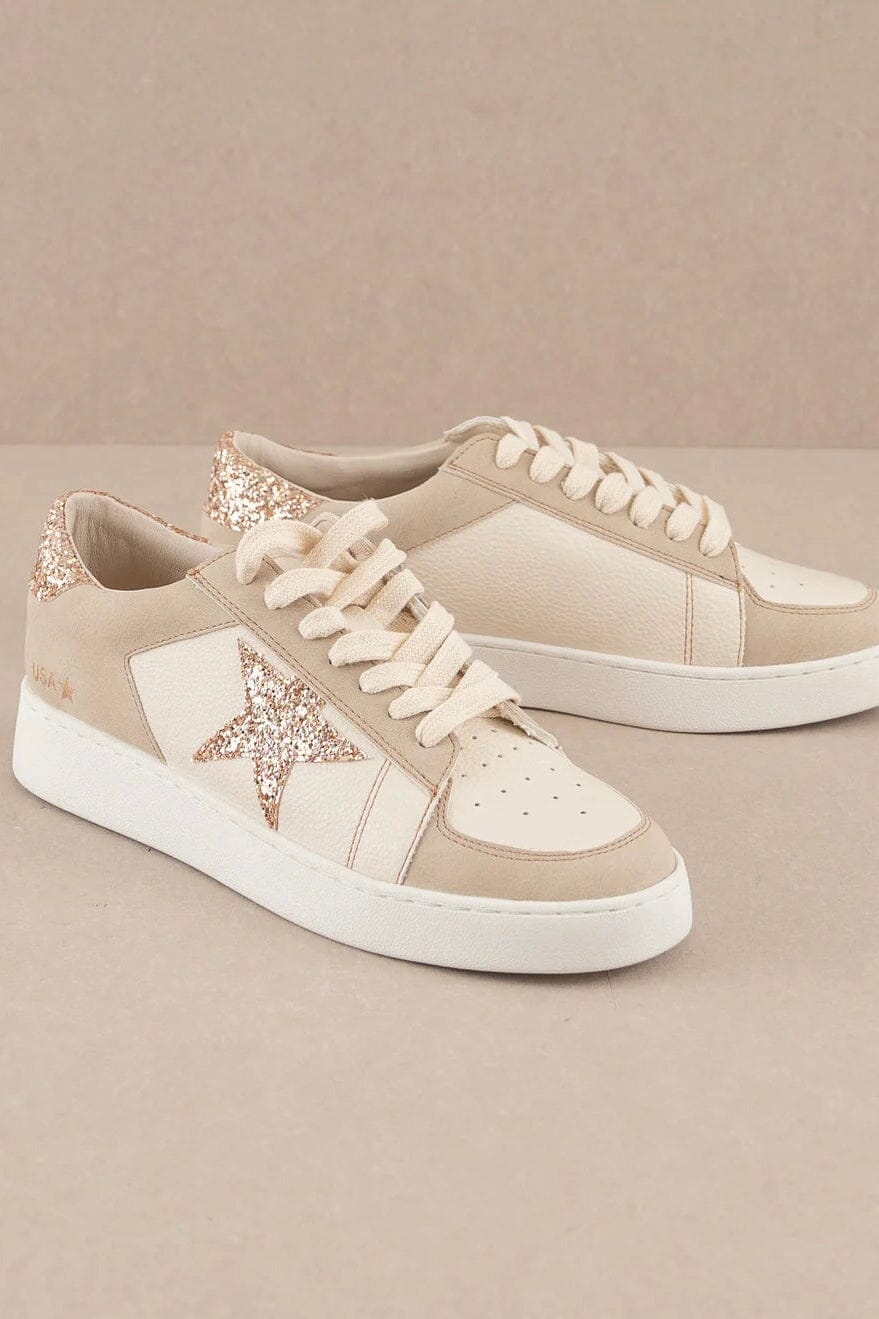 Liberty Glitter Star Sneakers: Beige - Bella and Bloom Boutique