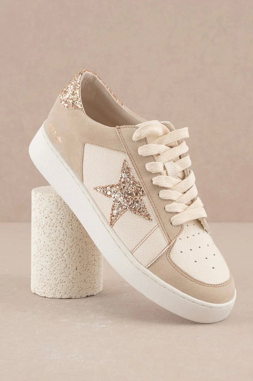 Liberty Glitter Star Sneakers: Beige - Bella and Bloom Boutique