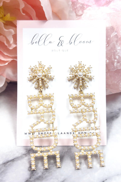 BRIDE Starburst Embellished Pearl Earrings: Gold - Bella and Bloom Boutique