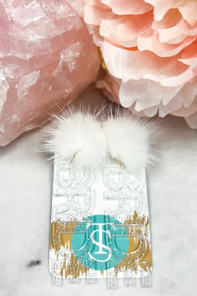 BRIDE Earrings - TAYLOR SHAYE: Clear Glitter/White - Bella and Bloom Boutique
