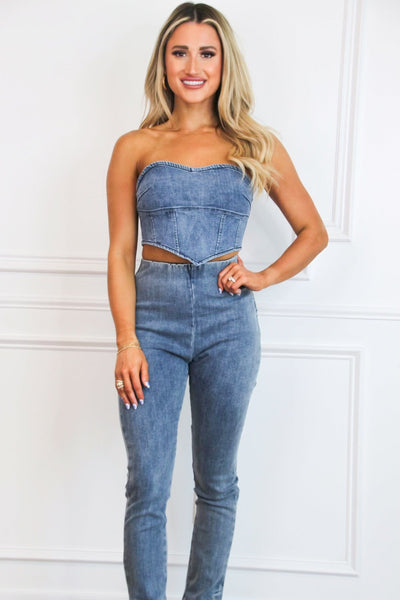 Denim Chic CROP TOP: Medium Wash - Bella and Bloom Boutique