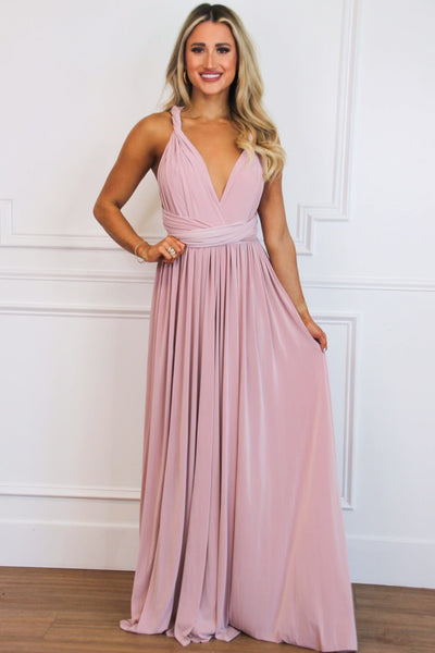 Enough For You Wrap Maxi Dress: Mauve - Bella and Bloom Boutique