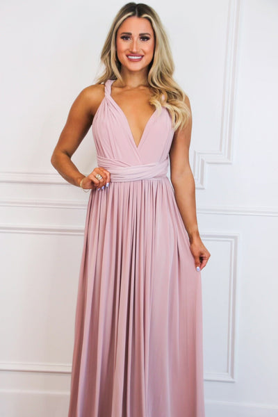 Enough For You Wrap Maxi Dress: Mauve - Bella and Bloom Boutique