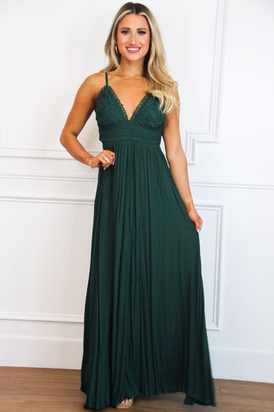 Free As a Bird Maxi Dress: Hunter Green - Bella and Bloom Boutique