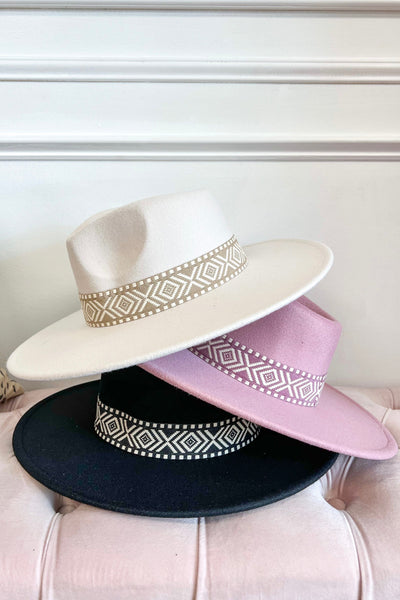 Wimberly Geometric Hat: Cream/Taupe - Bella and Bloom Boutique