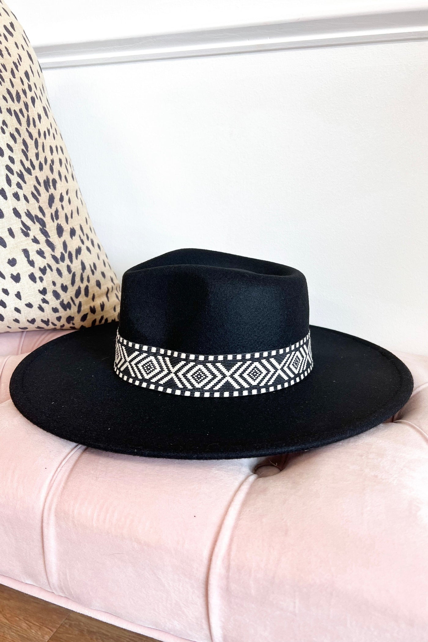 Wimberly Geometric Hat: Black - Bella and Bloom Boutique