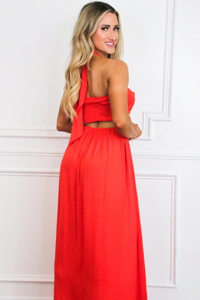 Feel the Sunshine Cutout Maxi Dress: Coral - Bella and Bloom Boutique