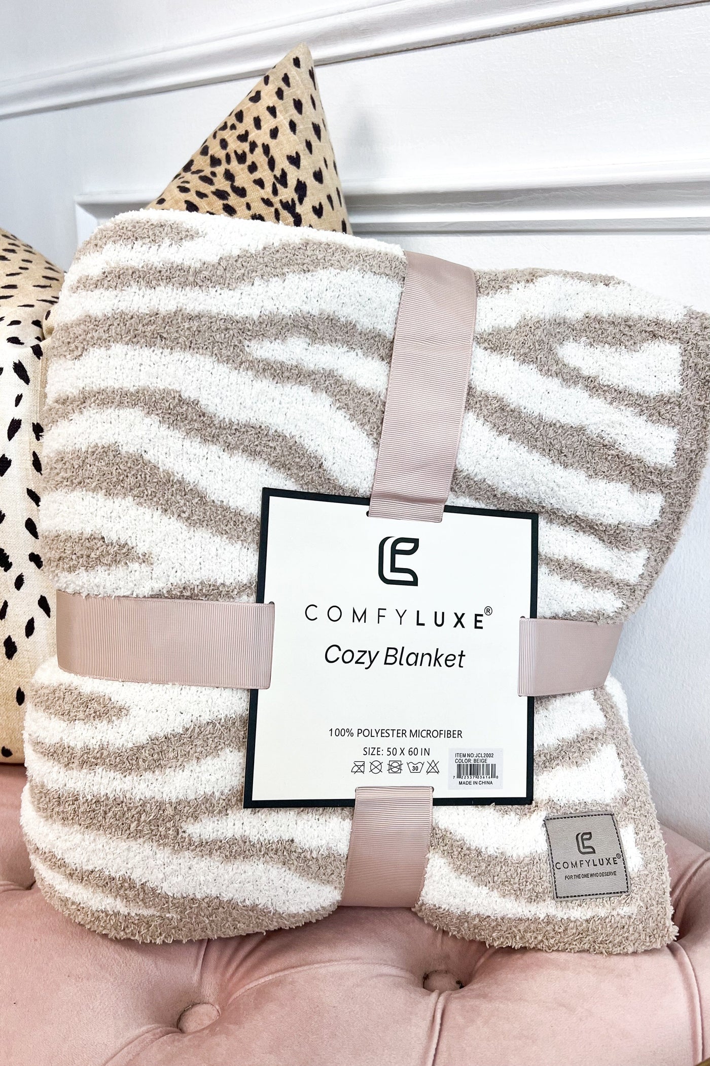Zebra Blanket: Taupe/Ivory - Bella and Bloom Boutique