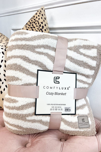 Zebra Blanket: Taupe/Ivory - Bella and Bloom Boutique
