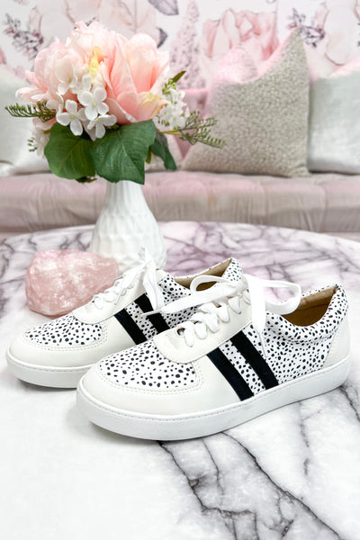 Stella Dotted Sneakers: White/Black - Bella and Bloom Boutique