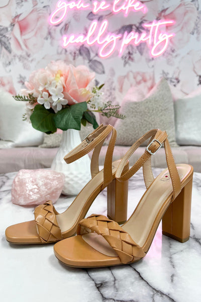 Medden Braided Block Heels: Camel - Bella and Bloom Boutique
