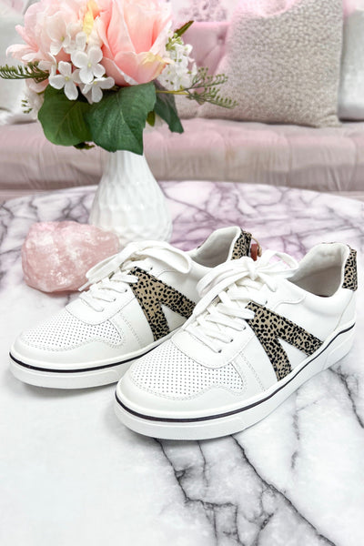 Alta V Sneaker: White/Cheetah - Bella and Bloom Boutique