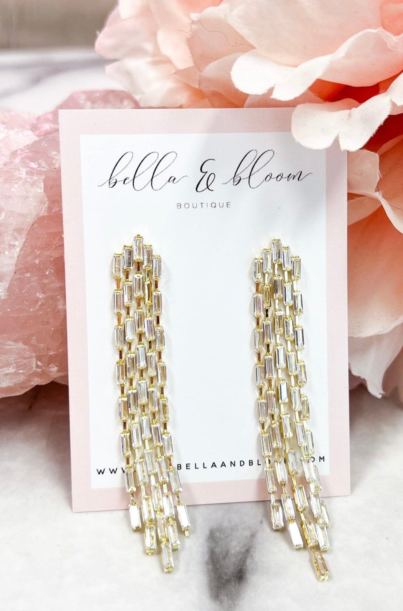 Dainty Darling Embellished Earrings: Gold - Bella and Bloom Boutique