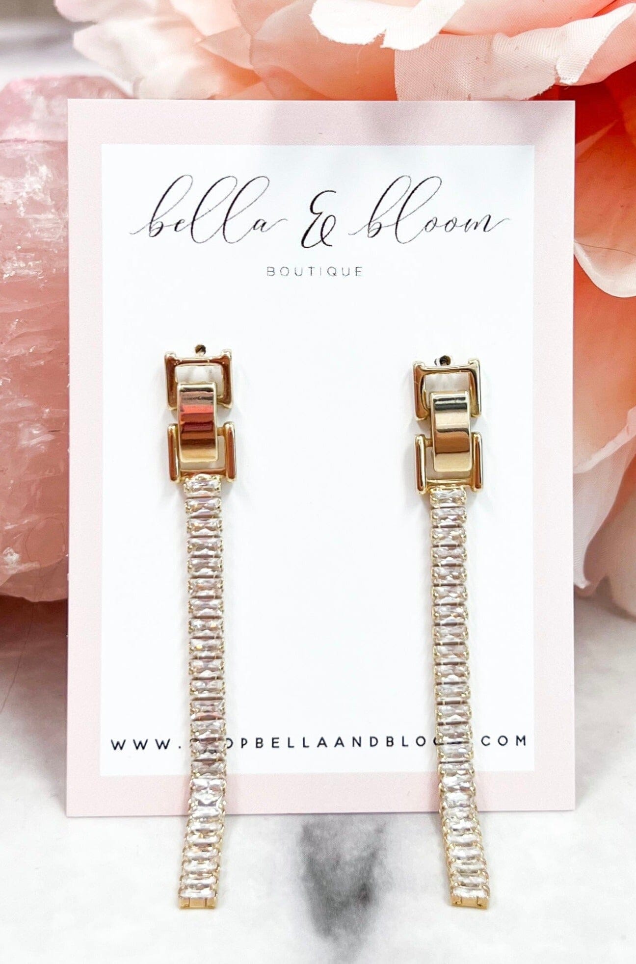 Chic Queen Embellished Earrings: Gold - Bella and Bloom Boutique