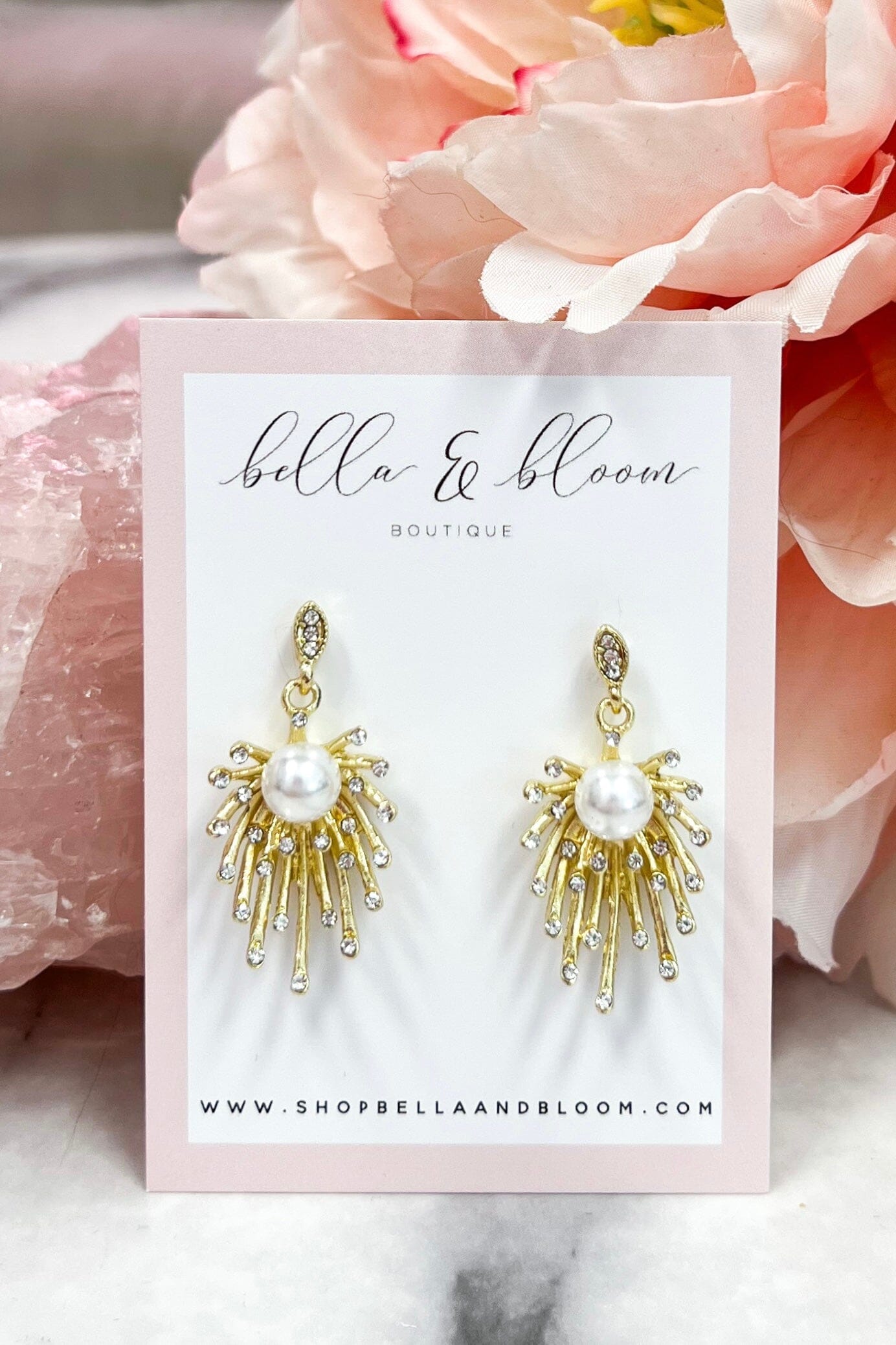 Falling Star Earrings: Gold/Pearl - Bella and Bloom Boutique