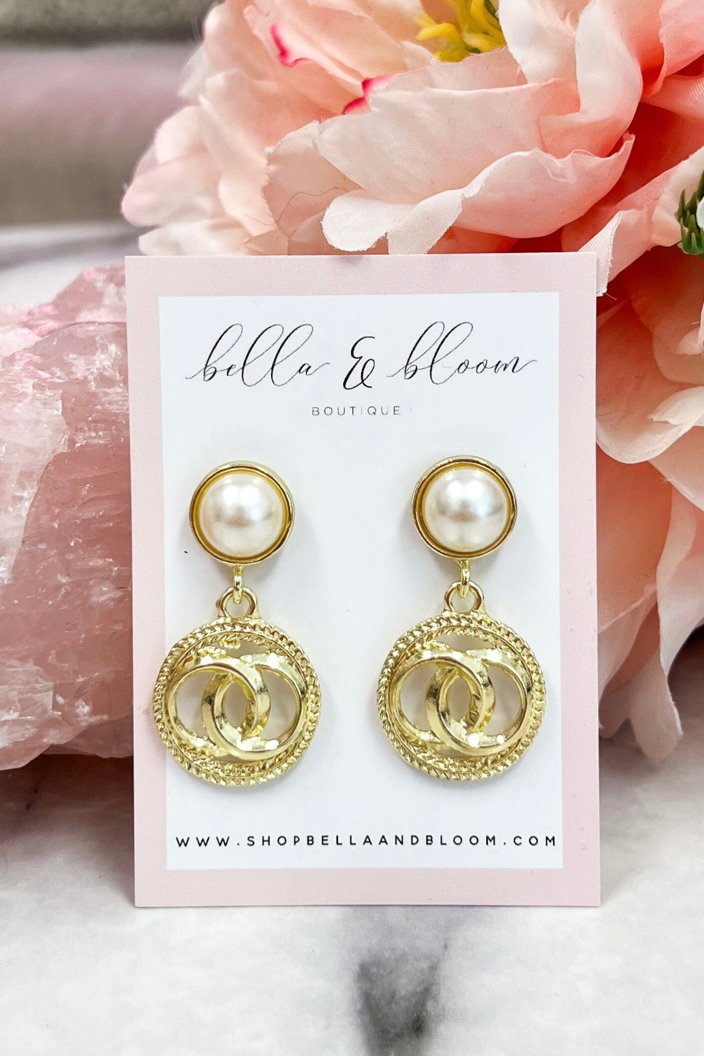 Coco Pearl Drop Earrings: Gold - Bella and Bloom Boutique
