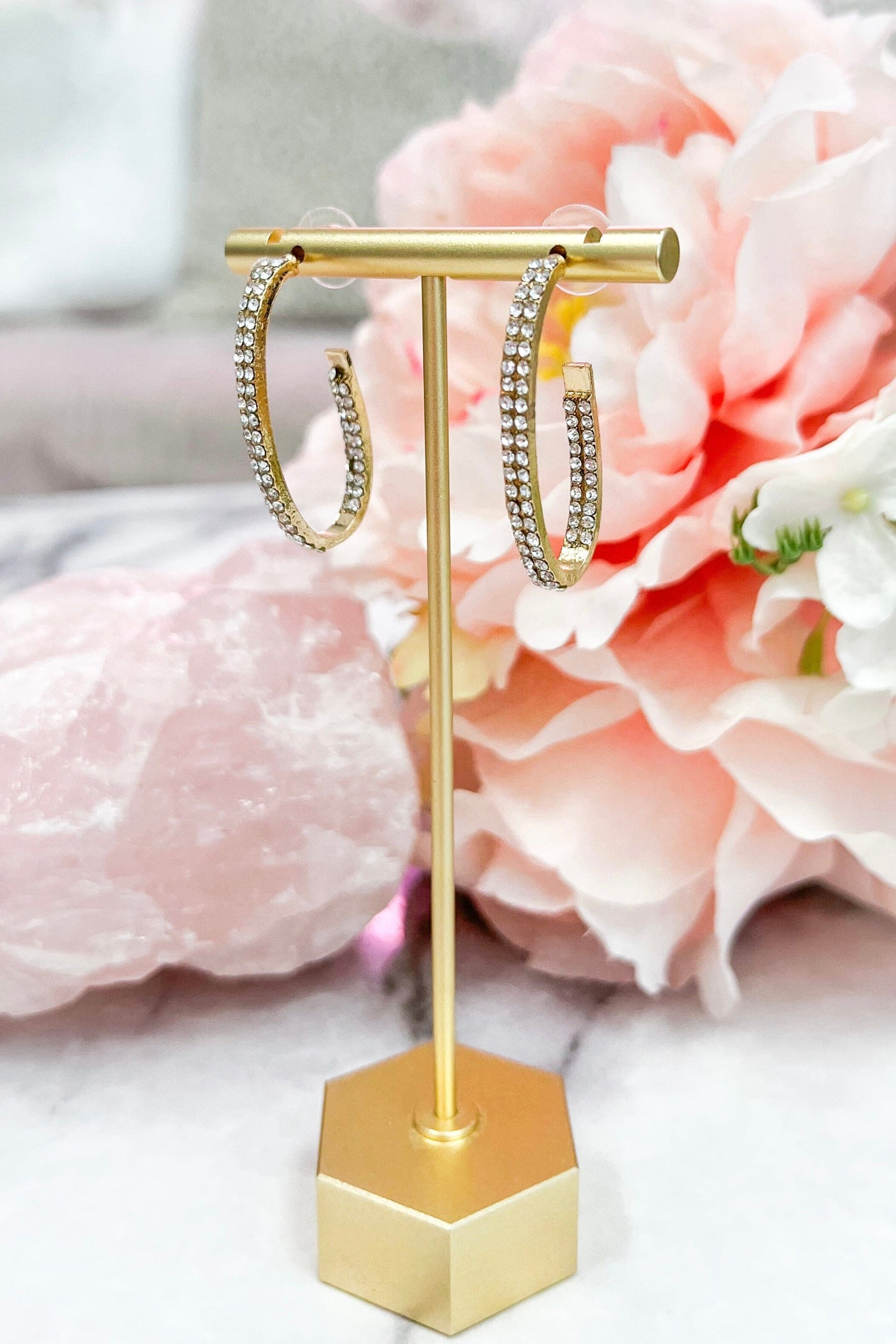 Scotty Embellished Hoop Earrings: Gold - Bella and Bloom Boutique