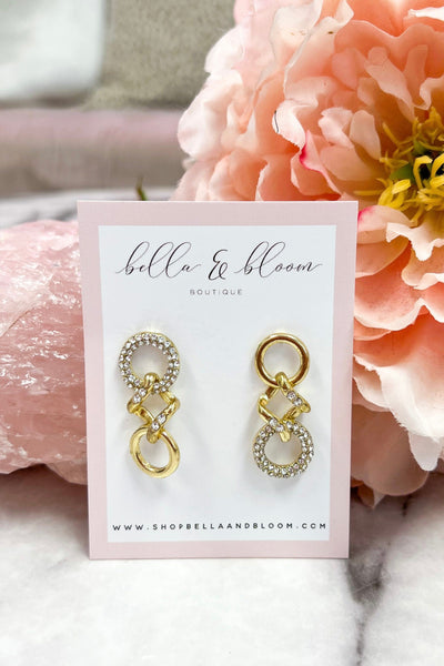 Infinite Love Embellished Earrings: Gold - Bella and Bloom Boutique