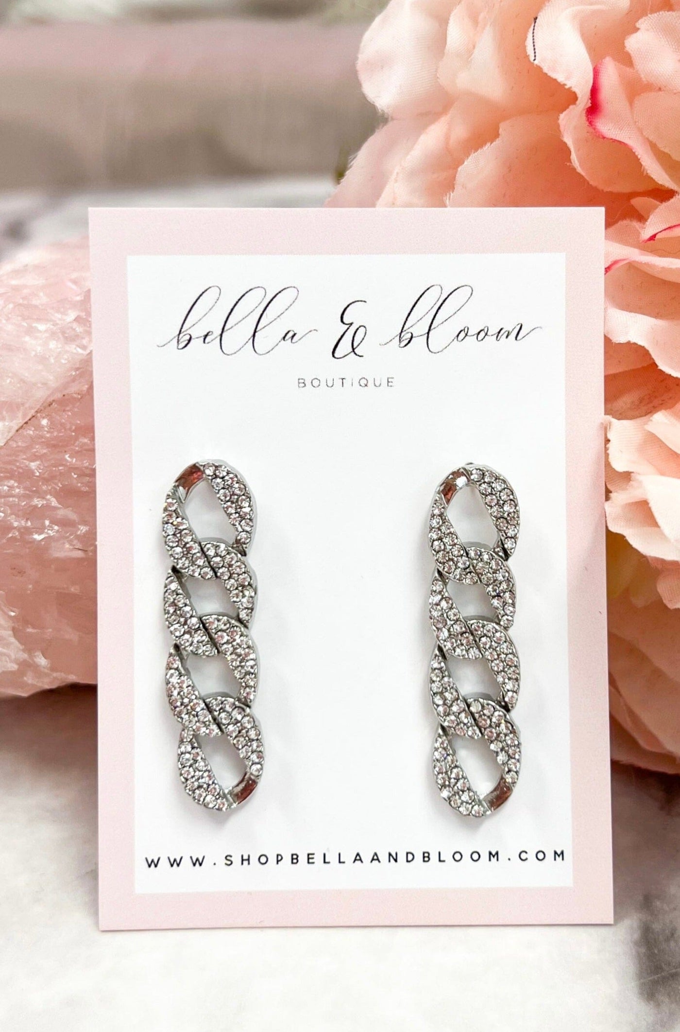 Emma Embellished Earrings: Silver - Bella and Bloom Boutique