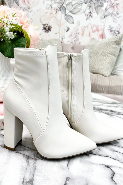 Caydence Booties: White - Bella and Bloom Boutique